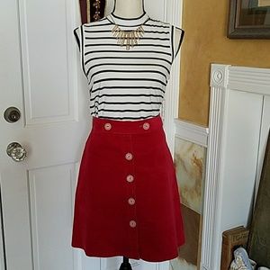 Red velvet High Waisted Skirt